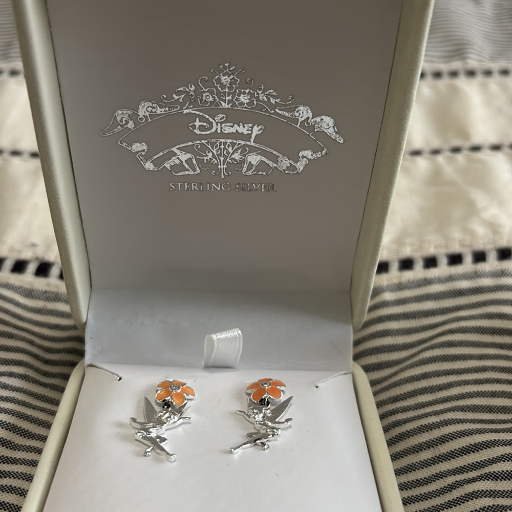 Disney Sterling Silver TinkerBell Floral Earrings
